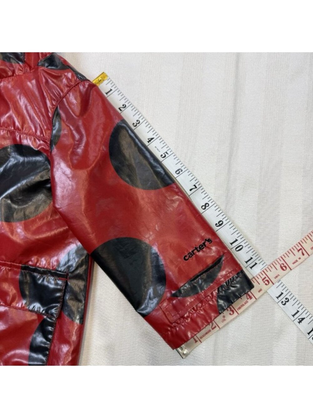 Carters Girl's Ladybug Size 18 Months Red & Black Hooded Rain Jacket Spring - Picture 5 of 10